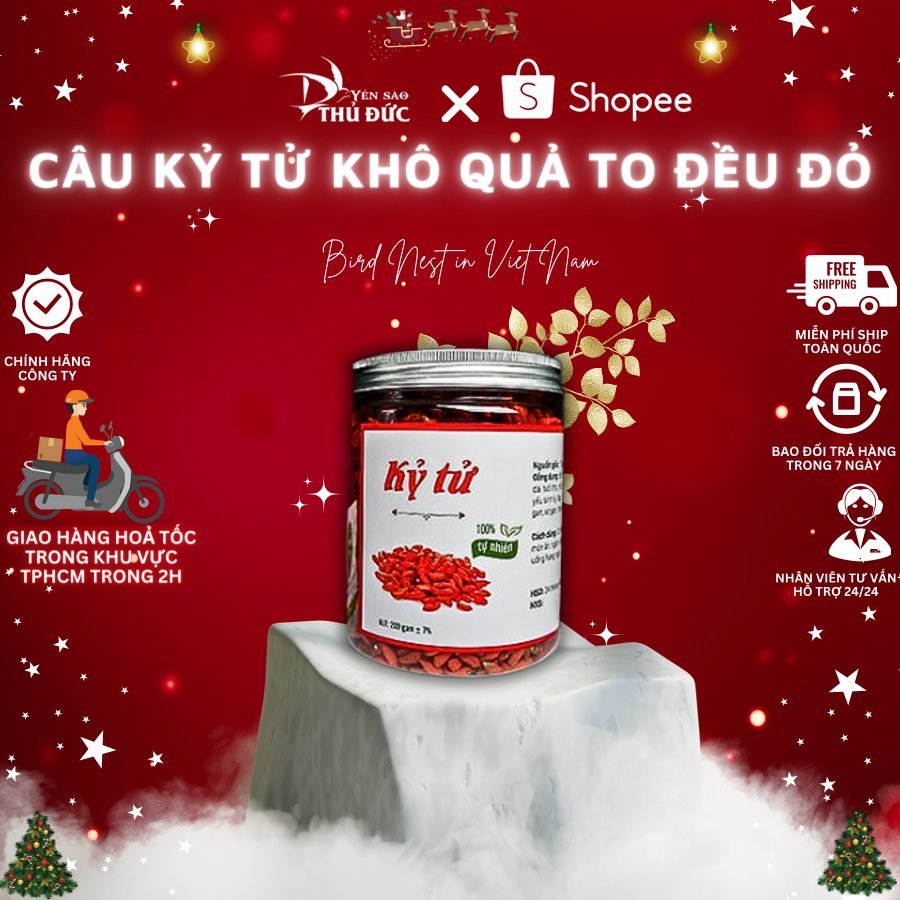 Kỷ Tử Đỏ  100gr Sấy Khô Quả To Đỏ Đều Giúp Đẹp Da, Bổ Máu, Dễ Ngủ, Sáng Mắt