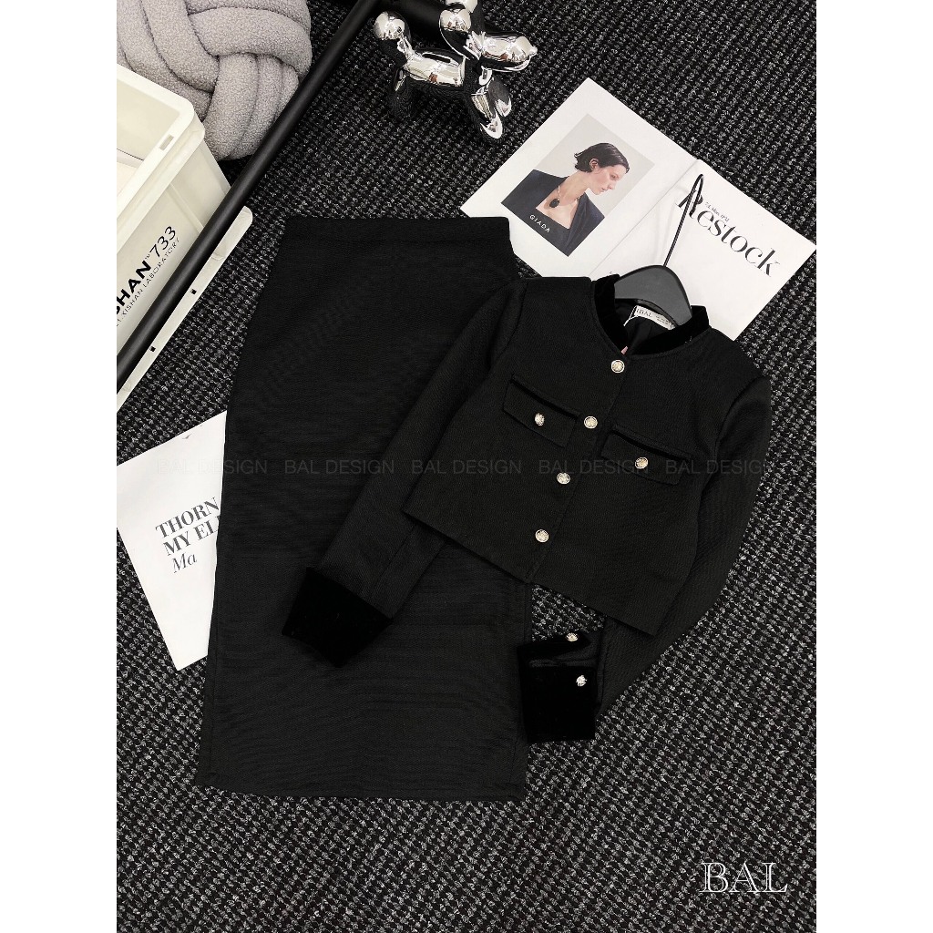 Set dạ chân váy dáng dài sang chảnh