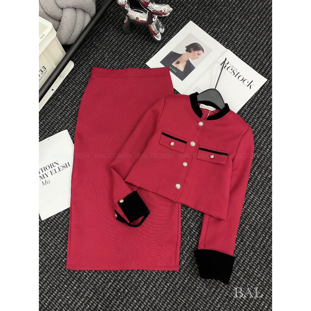 Set dạ chân váy dáng dài sang chảnh