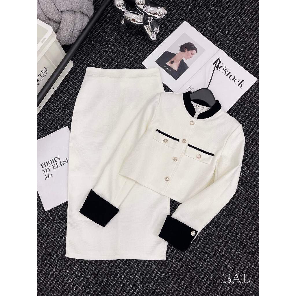 Set dạ chân váy dáng dài sang chảnh