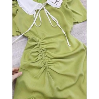 VÁY PHỐI CỔ RÚT DÂY NƠ