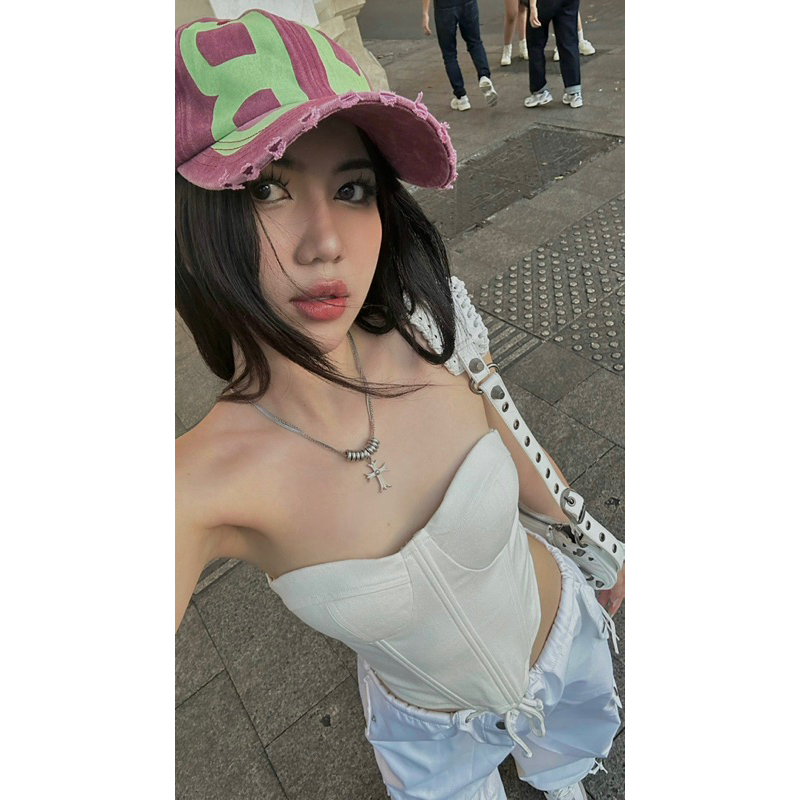 Áo Corset jeans vintage