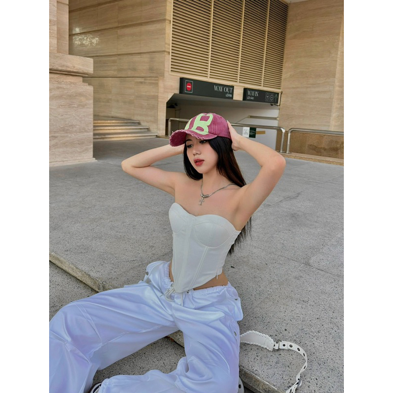 Áo Corset jeans vintage