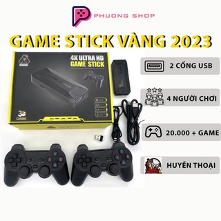 Máy chơi game stick 4k vàng m16 mới 2023 20000+ trò chơi mới ps1 psp n64, máy chơi game cầm tay không dây