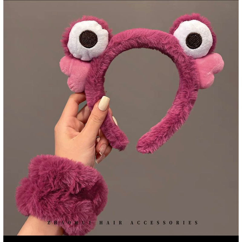 Cài tóc gấu dâu tây hồng lotso dễ thương phủ lông nhung mềm xinh xắn cho nữ hot trend