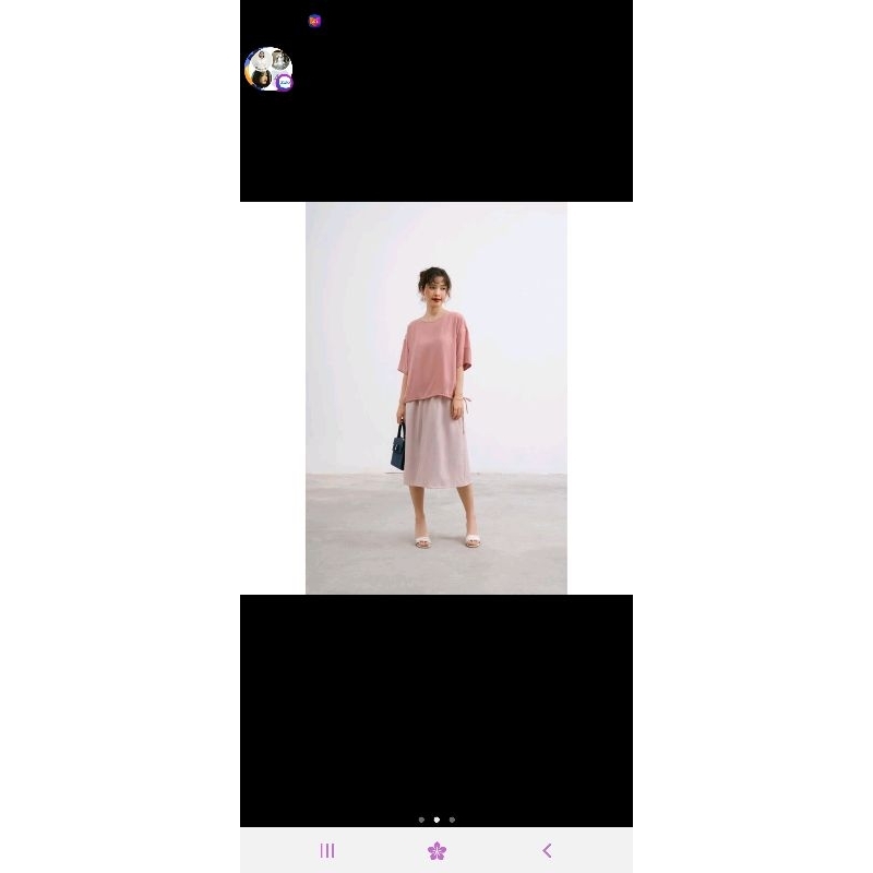 Áo Drawstring Basic Top tủ nhà mây vai rơi, dây rút 2 bên màu xanh _ Tủ nhà mây