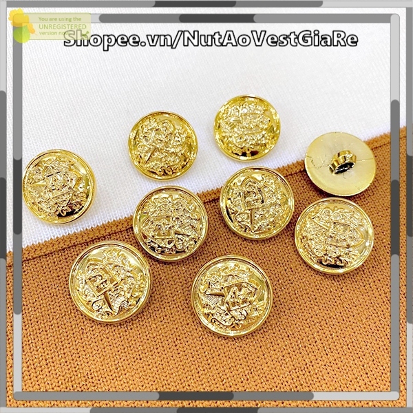 Set 10 Nút Cho Áo Vest Bằng Nhựa Màu Vàng Sang Chảnh, Quý Tộc size 1.8cm, 2cm