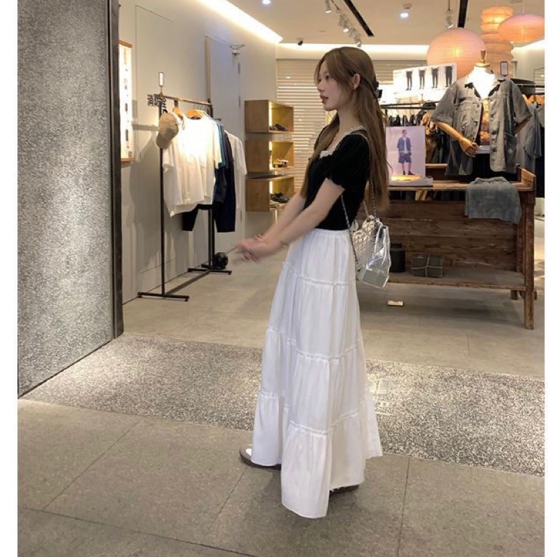 Chân váy voan 3 tầng dáng dài