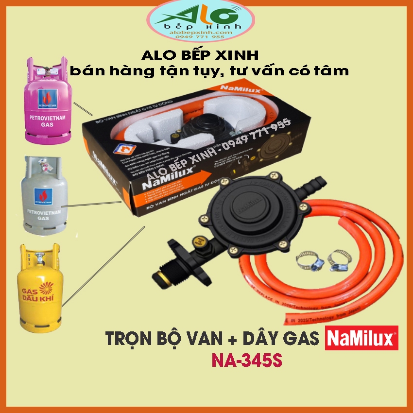 🌻Bộ van bình ga NAMILUX NA-345S - Bộ van điều áp bình gas xám Namilux 345S  - BH 6 tháng - ALO BẾP XINH