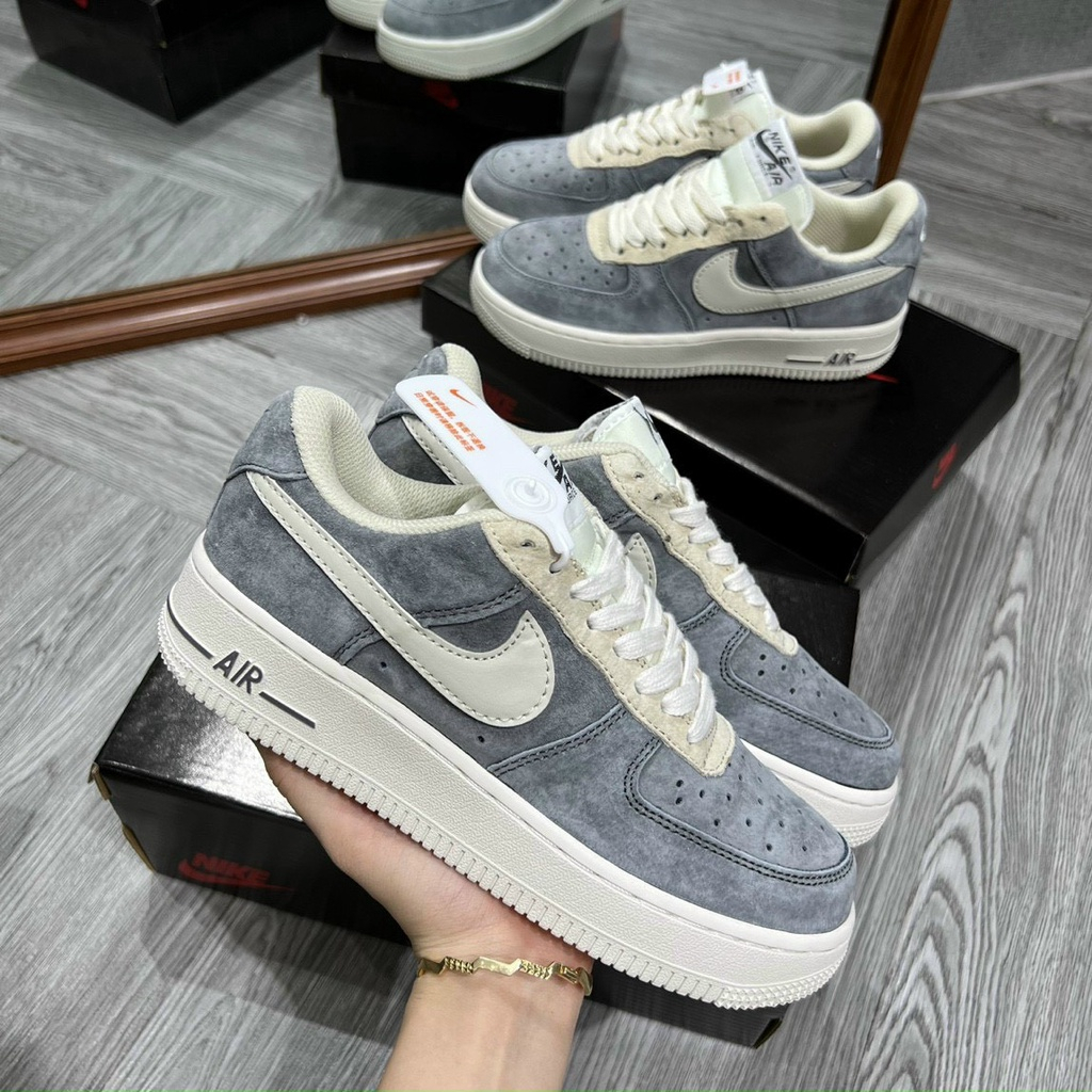 Giày N.K_ Af1 Da Lộn Xám Lông Chuột , Giày_ Sneaker _N.K Air Force 1 Da Lộn full box bill 2023
