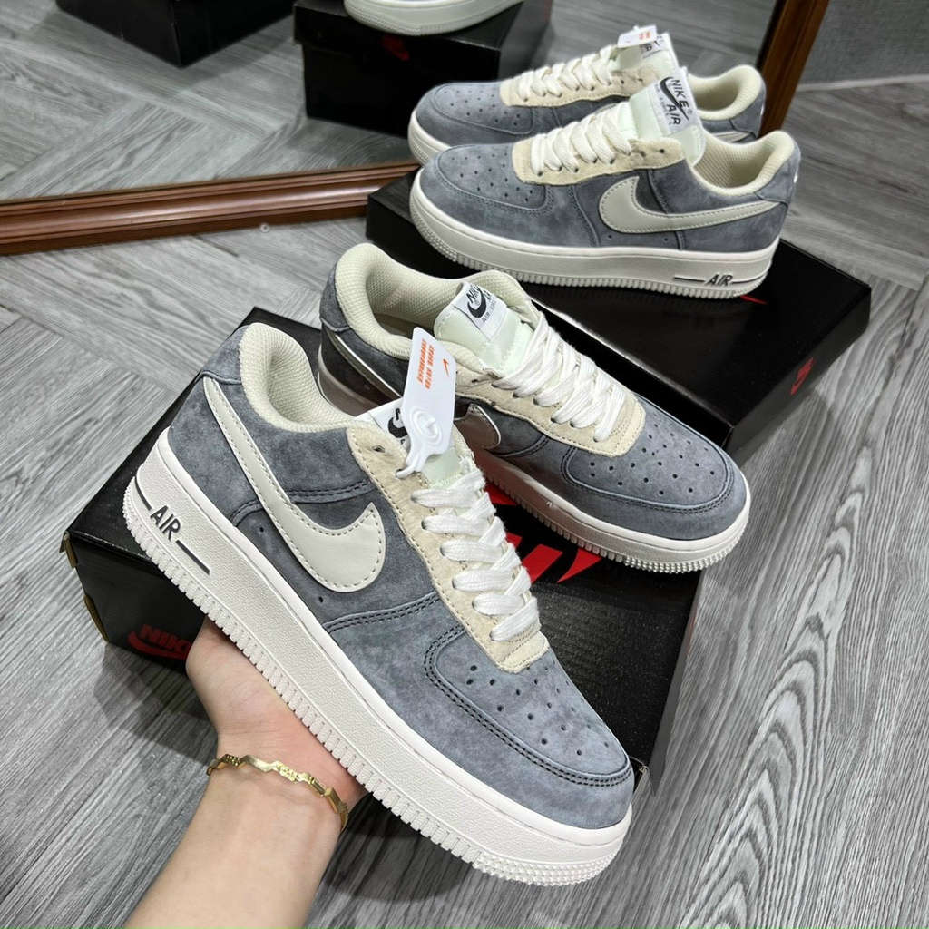 Giày N.K_ Af1 Da Lộn Xám Lông Chuột , Giày_ Sneaker _N.K Air Force 1 Da Lộn full box bill 2023