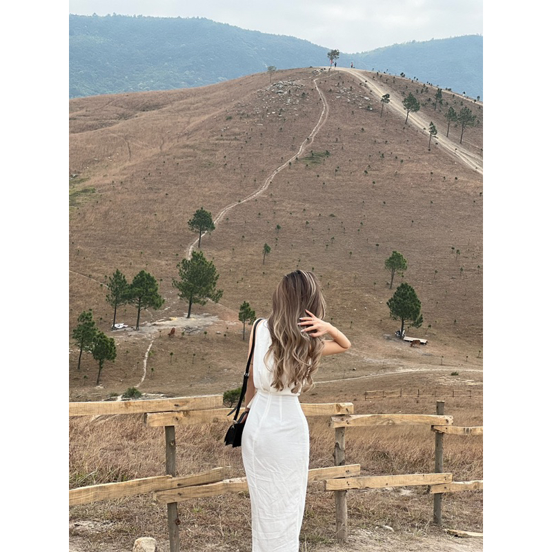 Váy nơ eo Hồng / Trắng