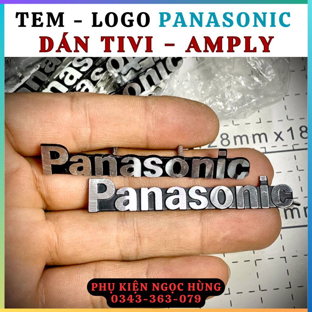 Tem - Logo PANASONIC Nhôm Cứng Dán Loa - Amply - Tivi - Giá 1 Chiếc