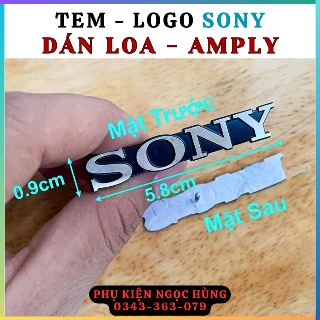 Tem Logo SONY Nhôm Cứng Dán Loa - Dán Tivi - Dán Amply - Giá 1 Chiếc