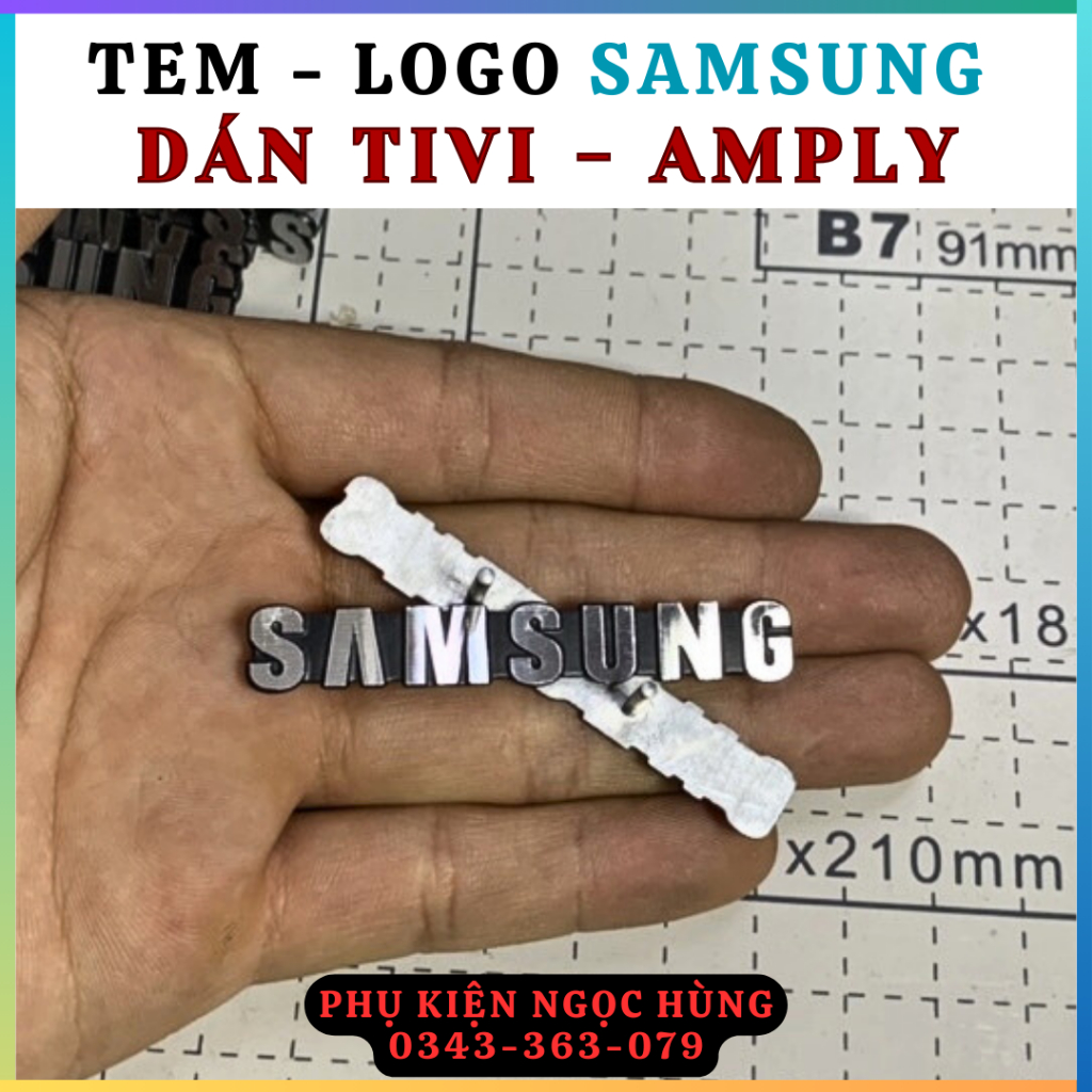Tem - Logo SAMSUNG Nhôm Cứng Dán Loa - Amply - Tivi - Giá 1 Chiếc
