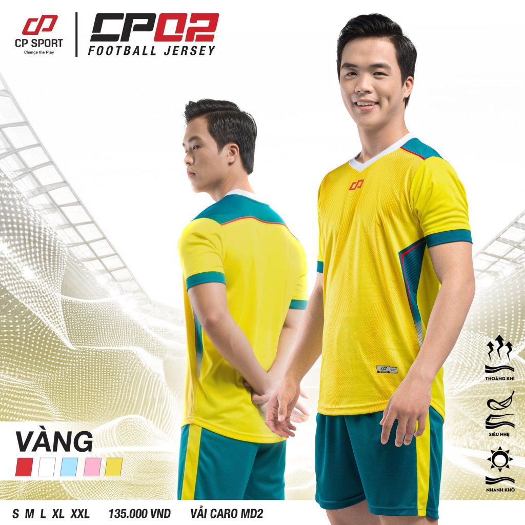 Áo đá bóng, quần áo bóng đá, áo đá banh, áo CP 02 mới - Chất vải cao cấp, thấm hút tốt, thoáng khí