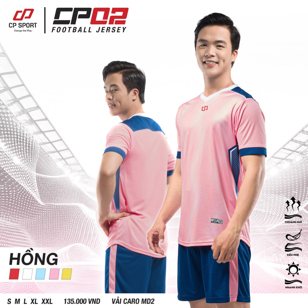 Áo đá bóng, quần áo bóng đá, áo đá banh, áo CP 02 mới - Chất vải cao cấp, thấm hút tốt, thoáng khí
