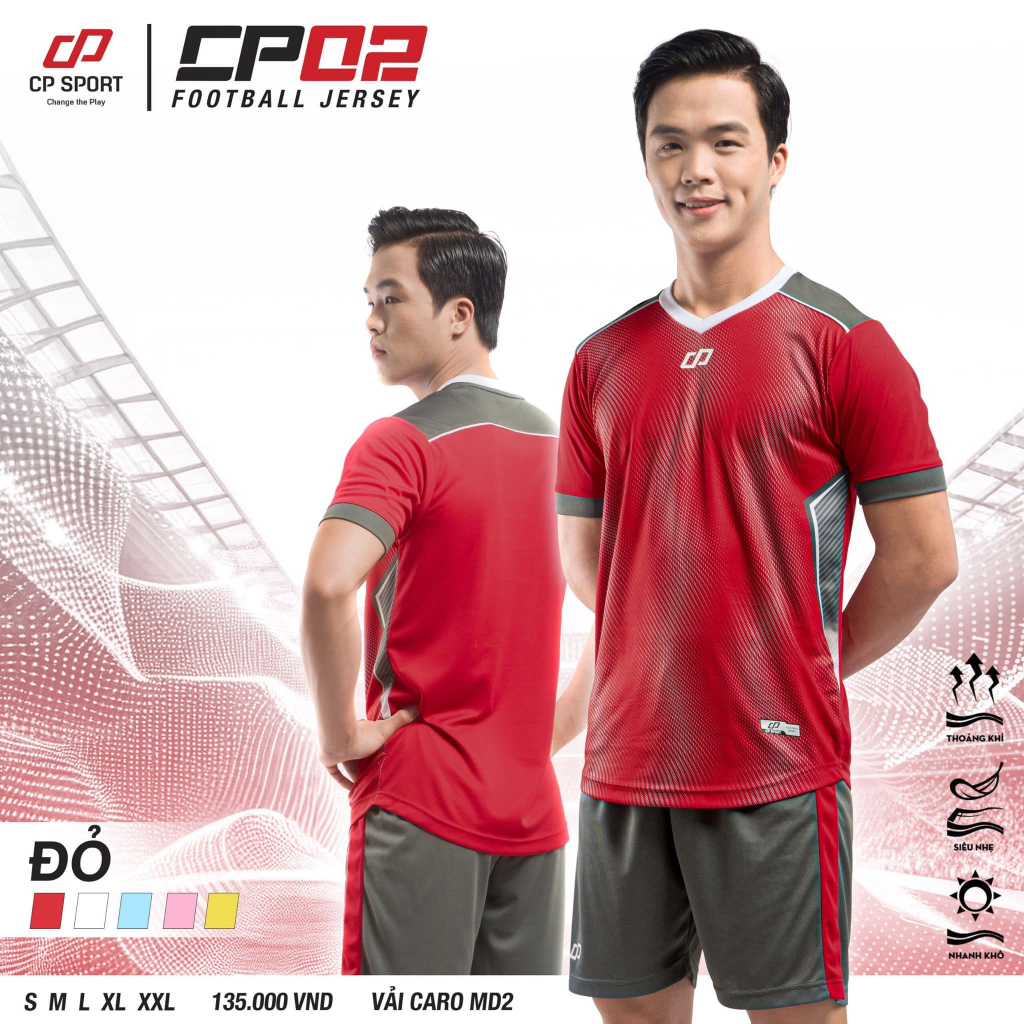 Áo đá bóng, quần áo bóng đá, áo đá banh, áo CP 02 mới - Chất vải cao cấp, thấm hút tốt, thoáng khí