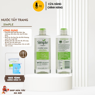 Nước tẩy trang Simple Micellar Cleansing Water 200ml làm sạch trang điểm vượt trội