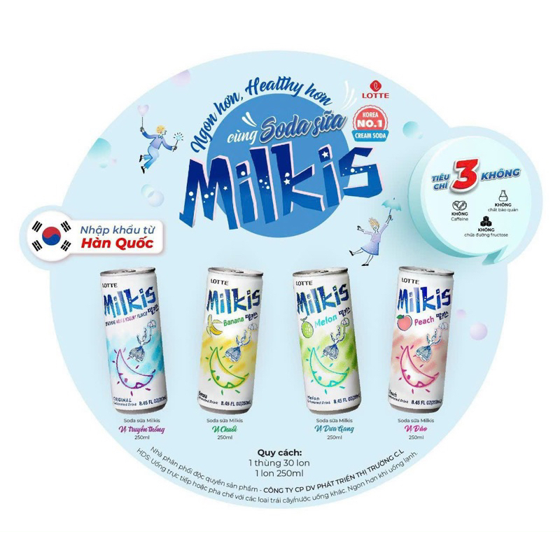 Soda healthy Milkis - Nước giải khát có gas Hàn Quốc
