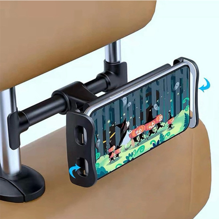 Móc treo đồ gắn ghế ô tô kèm giá đỡ kẹp điện thoại, ipad, máy tính bảng xoay 360 độ dùng trên xe hơi