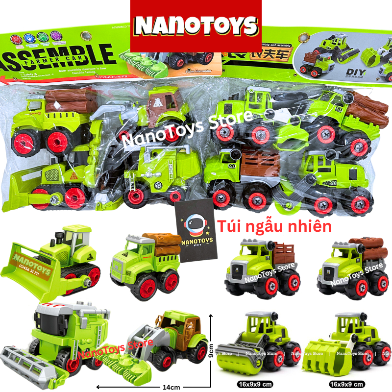 Đồ chơi xe Nông nghiệp lắp ráp kèm tua vít - 2 size - NANOTOYS STORE
