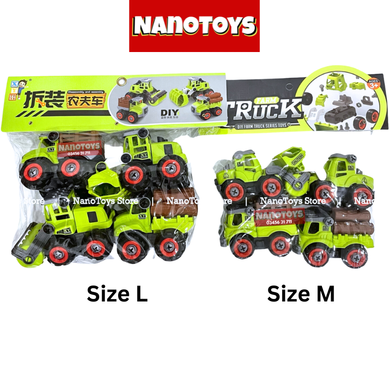 Đồ chơi xe Nông nghiệp lắp ráp kèm tua vít - 2 size - NANOTOYS STORE