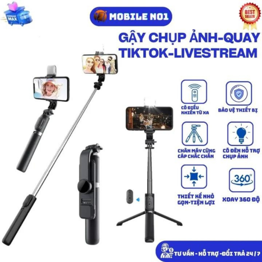 Gậy Chụp Ảnh,Gậy Tự Sướng Bluetooth, 3 Chân, Đa Năng Tripod K0 Chụp Hình Selfie Cao Cấp mobileno1