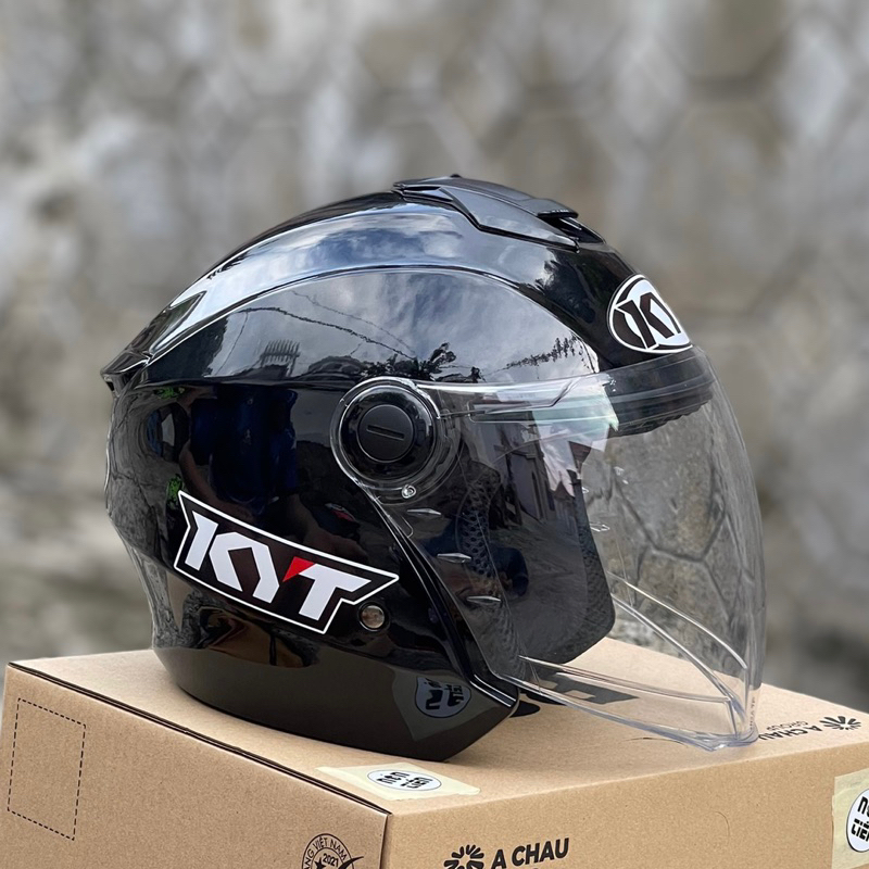 MŨ BẢO HIỂM 3/4 1 KÍNH XH01 ĐEN BÓNG CỰC NGẦU , LÊN LOGO KYT VÀ BH 12 tháng