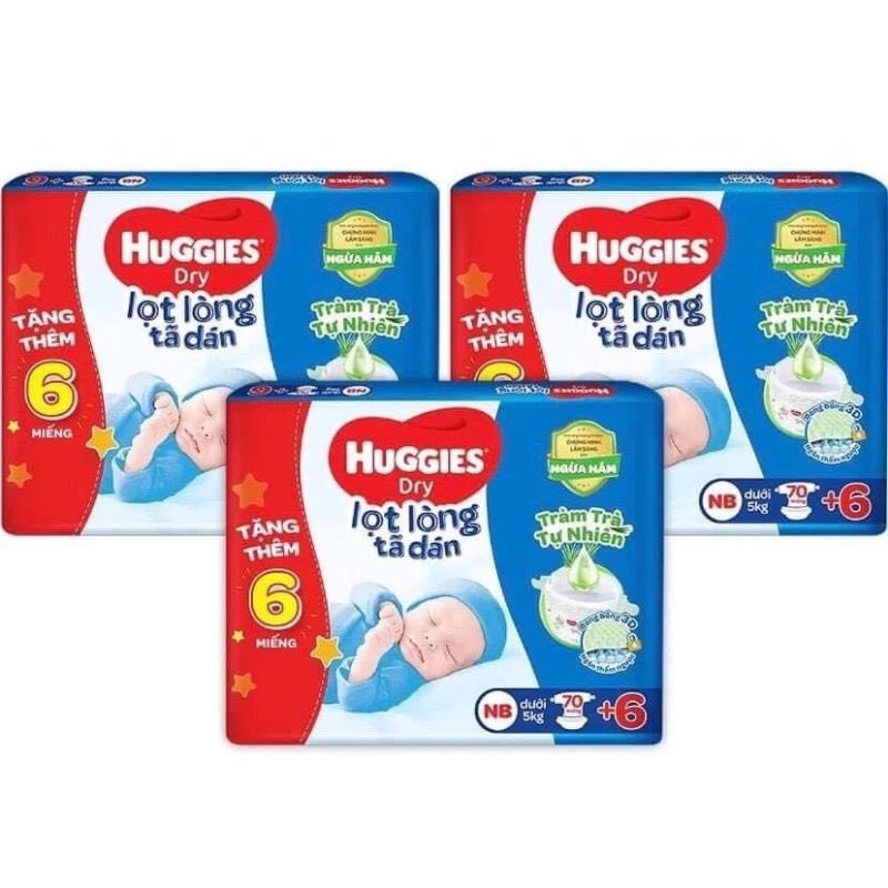Tã dán Huggies nb70+6 cho bé dưới 5kg tràm trà tự nhiên