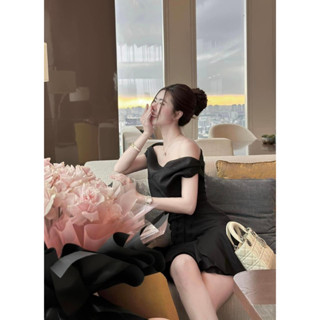 Đầm Voan Lệch Vai Nữ Dáng Ngắn Chất Voan mềm ( có sẵn mút ngực )D0839