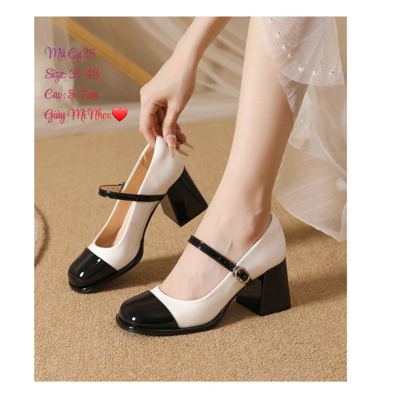 Cg25- Giày Cao gót/ giày lolita- Giày size nhỏ 31 32 33 cao 5/7cm ( Hàng QC-OD 15-20 ngày)