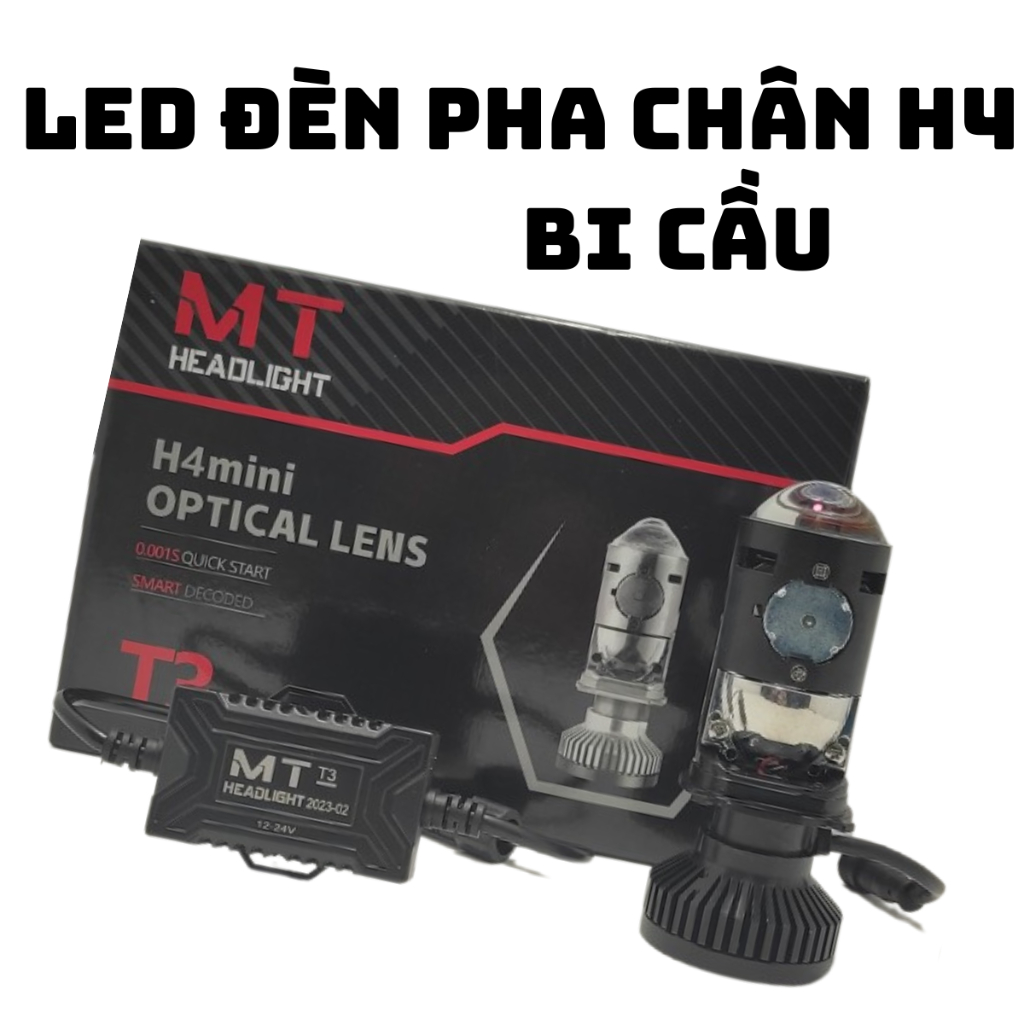 LED đèn pha T3 bi cầu mini chân H4 gắn các dòng xe Vision Wave Ex135 Sirius