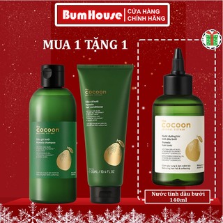 COMBO gội xả bưởi không sulfate giảm gãy rụng tóc Cocoon (tặng 1 nước dưỡng tóc tinh dầu bưởi Cocoon 140ml)