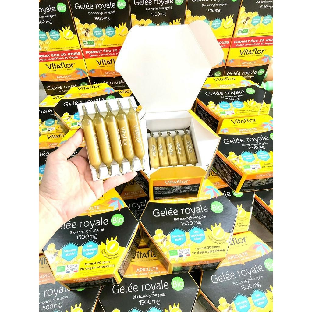 Xả Hàng Sữa Ong Chúa Vita Gelee Royale Bio 1500mg Hộp 20 và 30 Ống Pháp
