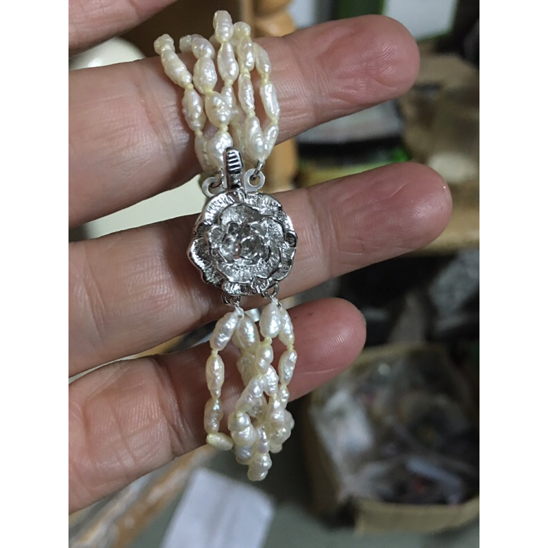 Vòng tay trai gạo 5 sợi khoá silver si tuyển Nhật