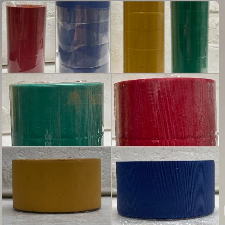 Băng keo simili, 1 cuộn băng keo dán sách, băng keo dán gáy, băng keo gân 3.6cm, 4,8cm màu xanh lá, đỏ, vàng, xanh dương