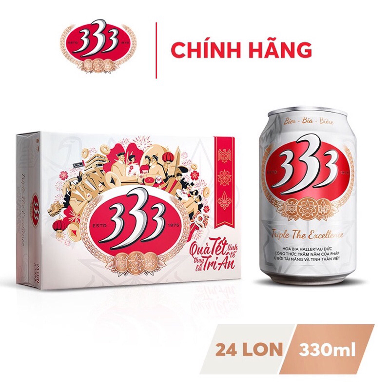 Bia 333 dung tích 330ml và bia sài gòn xanh