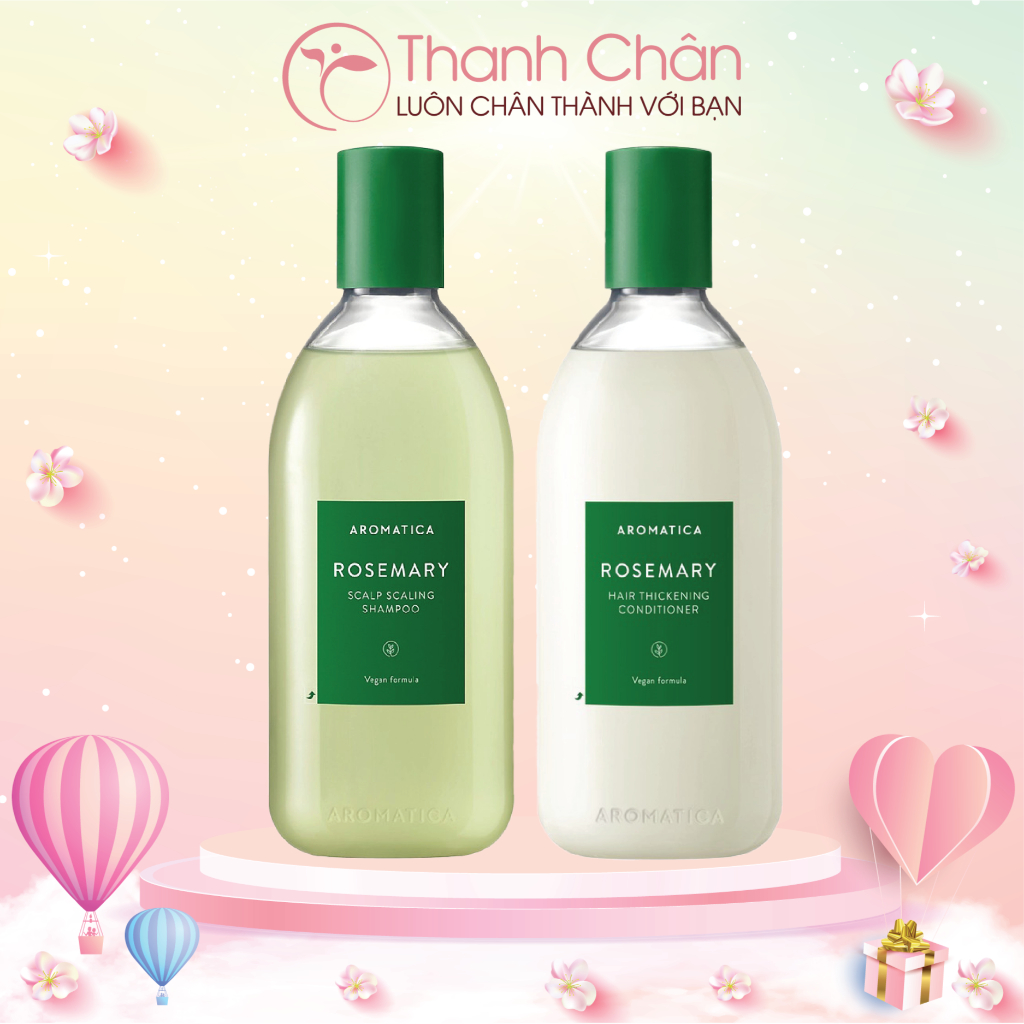 Dầu Gội, Xả Aromatica Rosemary 400ml, phục hồi tóc