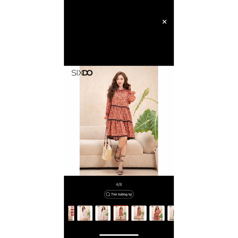 Đầm hoa babydoll dài tay SIXDO