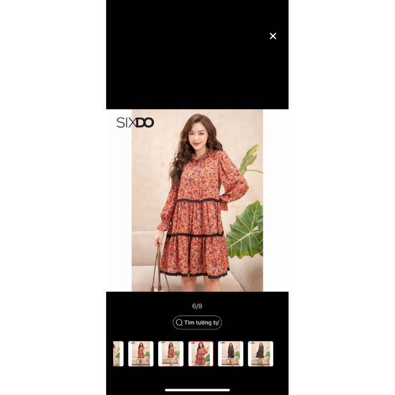 Đầm hoa babydoll dài tay SIXDO