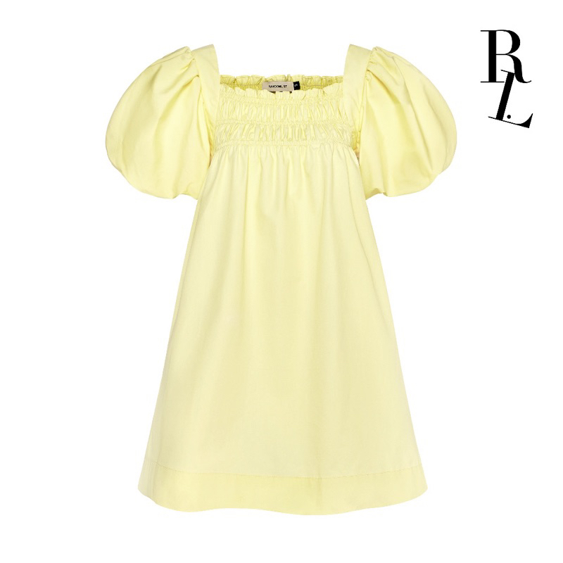 RANDOMLIST - Đầm tay phồng nữ dáng suông babydoll form rộng - Vàng pastel