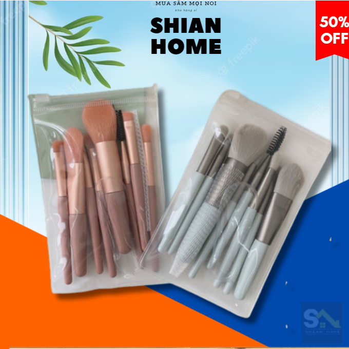 Set 8 cây cọ trang điểm túi zip【 T4 P27 A0 】