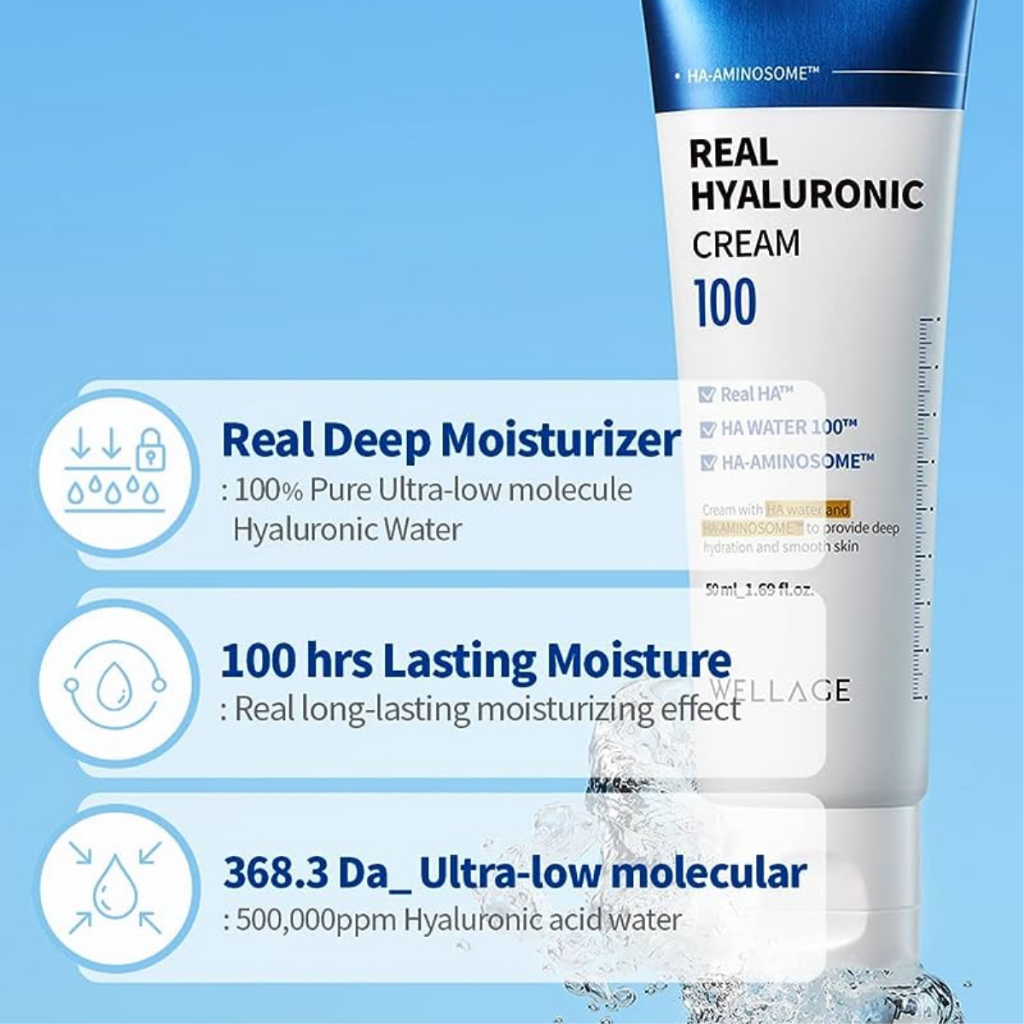 Kem dưỡng Wellage Real Hyaluronic - Dưỡng ẩm tức thì trên da giúp làn da căng mọng 100 | 50ml