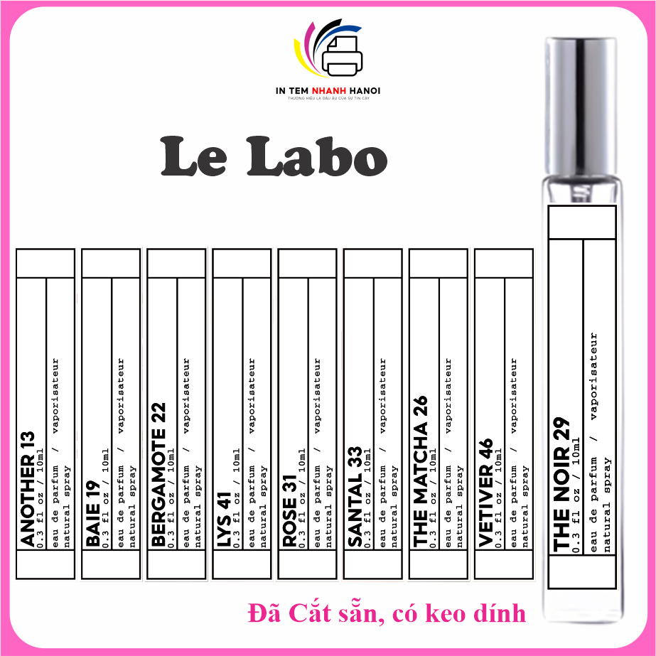 Tem nước hoa Le Labo chiết 10ml, 5ml - Đã cắt sẵn - Dán chai chiết nước hoa - Siêu dính, bền màu khô