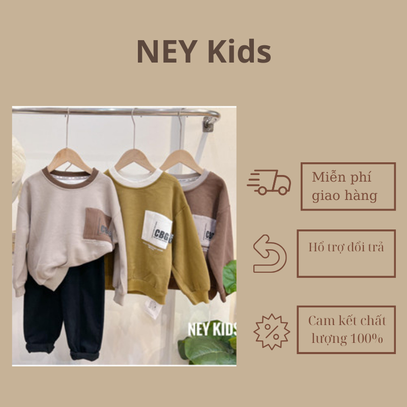 Áo nỉ trơn mềm cho bé trai/bé gái