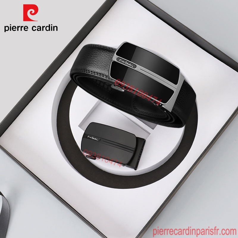 Combo thắt lưng nam Pierre Cardin chính hãng 2 mặt khóa 1 dây da bò thật khóa chốt tự động