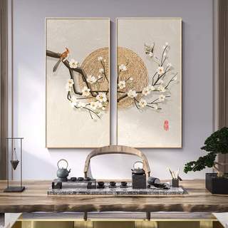 Tranh canvas treo tường hoa mai hoa đào mùa xuân 40 x 80 cm