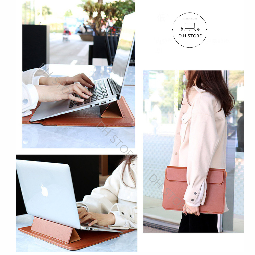 Túi đựng Macbook, Bao da Macbook, túi đựng Laptop Air/Pro 13.3/ 14 /15.4 inch kết hợp làm Giá Đỡ và Lót Chuột