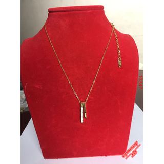Dây chuyền titan mạ vàng 99k hai thanh khắc chữ love và đá